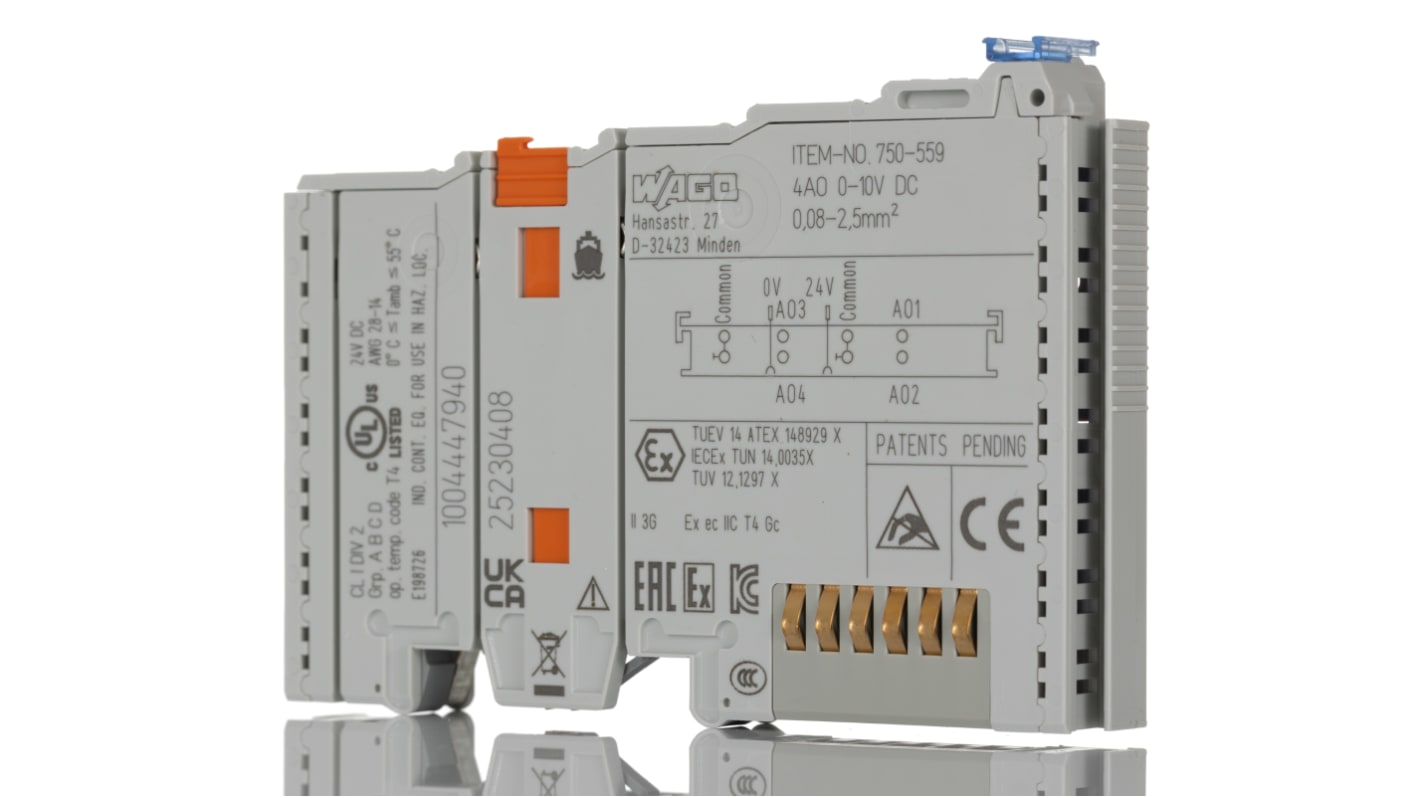 Módulo E/S para PLC Wago, para usar con Serie 750, 4 salidas tipo Analógico