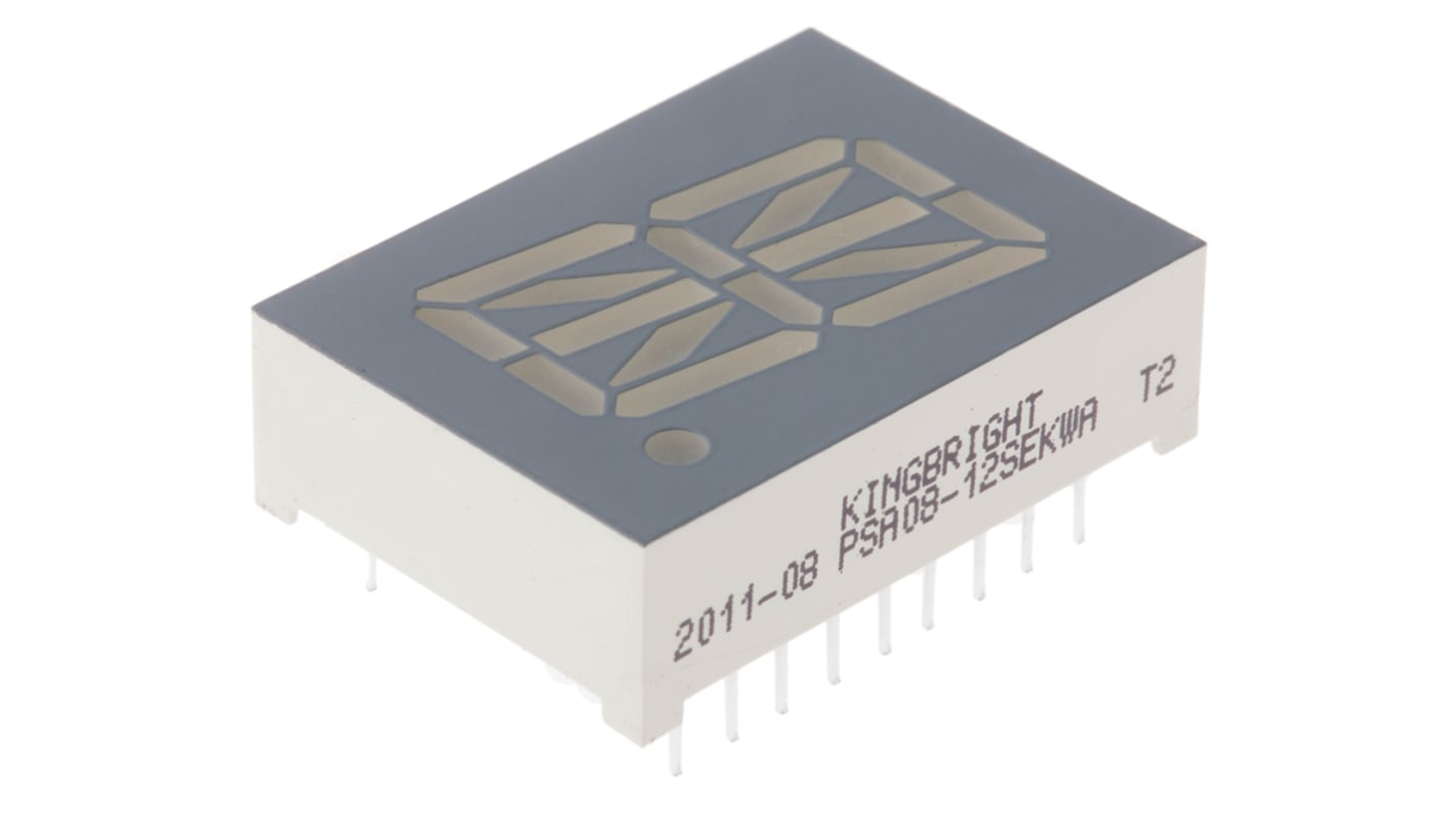 PSA08-12SEKWA Kingbright 16-Segment LED Display, CA Orange 100 mcd RH DP 20.3mm