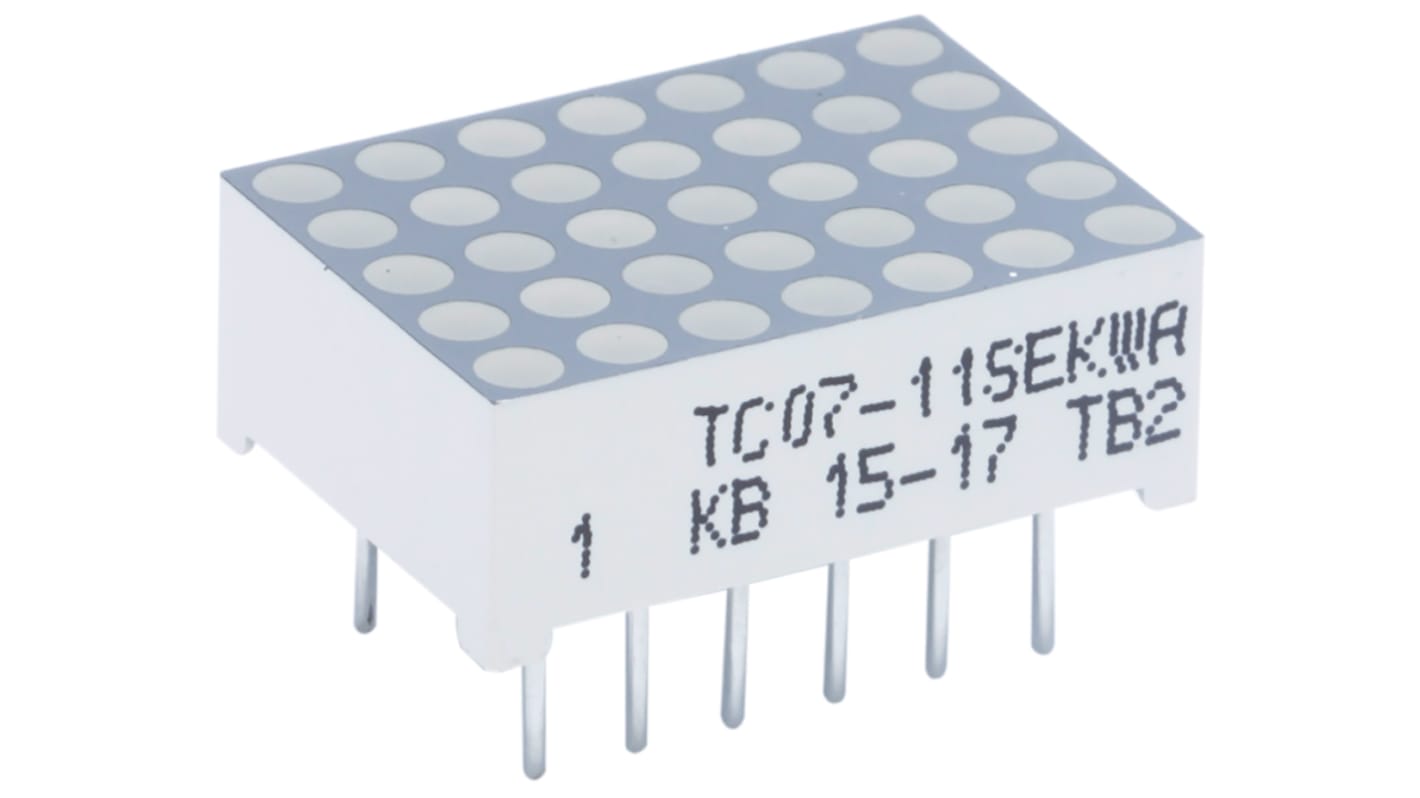 Display LED, matriz de puntos Kingbright TC07, Naranja, Vf= 2,1 V, cátodo común, mont. pasante