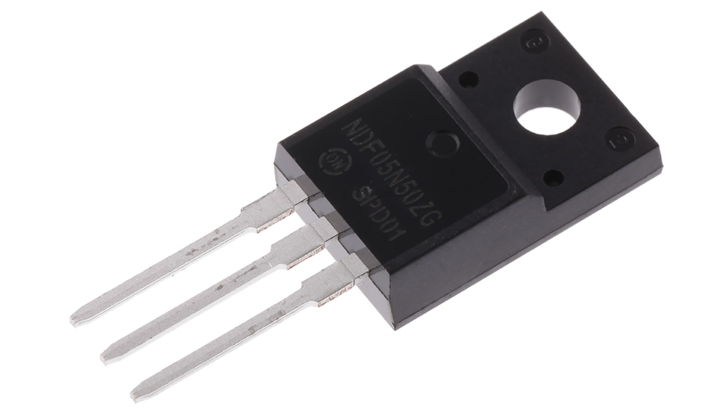 N-Channel MOSFET, 5.5 A, 500 V, 3-Pin TO-220FP onsemi NDF05N50ZG