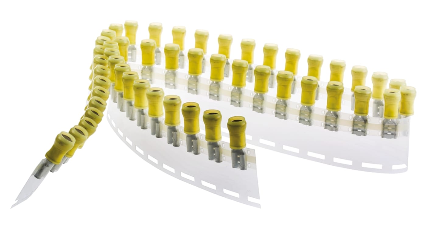 TE Connectivity PIDG FASTON .250 Yellow Insulated Female Spade Connector, Receptacle, 6.35 x 0.81mm Tab Size, 3.3mm² to