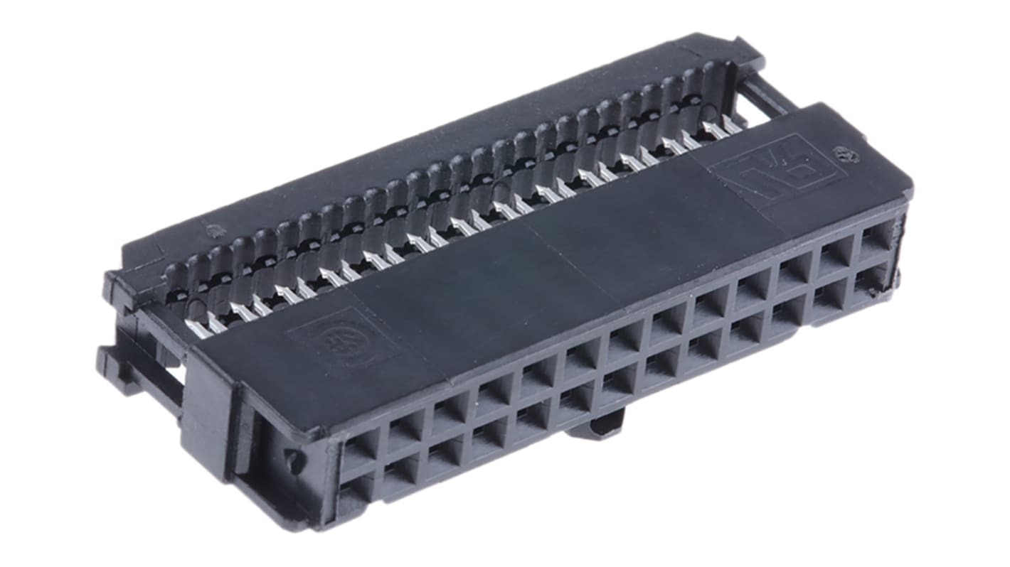 TE Connectivity IDC连接器, 母座, 26p, 2.54mm间距, 2排, 电缆安装, IDC端接, 直角, AMP-LATCH Novo系列