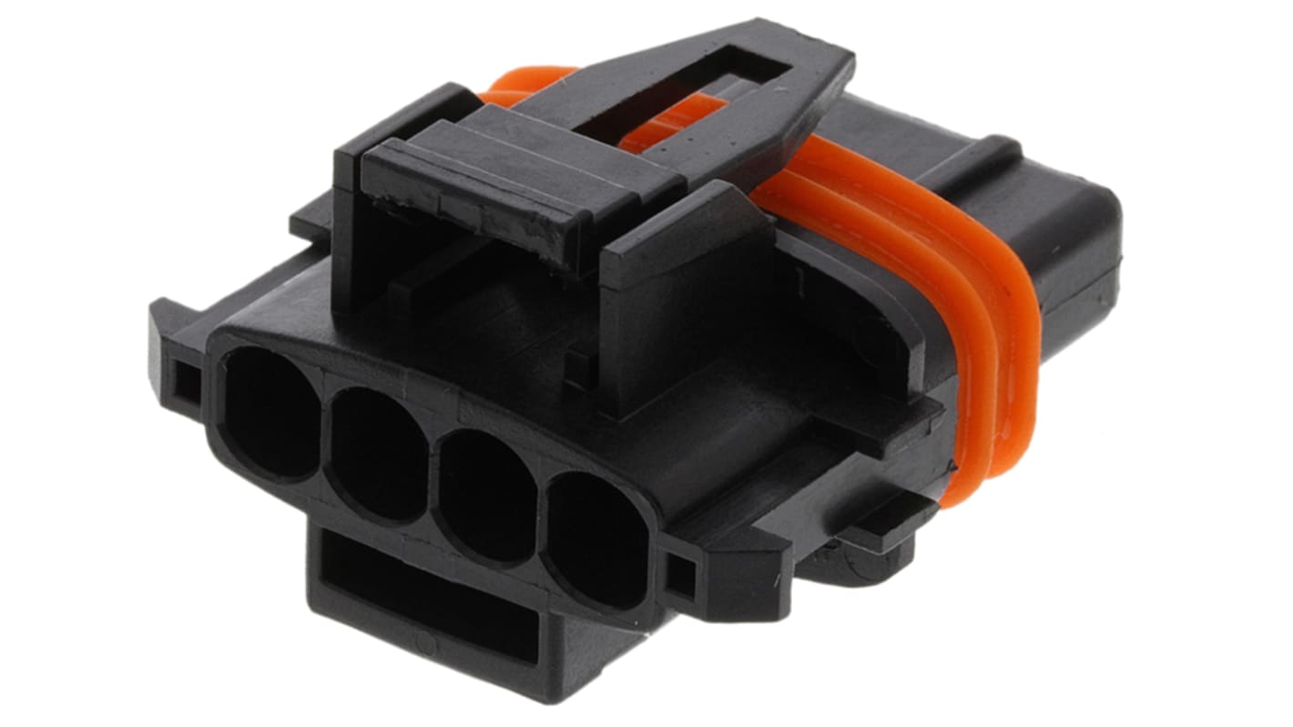 TE Connectivity, Junior Power Timer Automotive Connector Socket Black Cable Mount 4 Way 368162-1