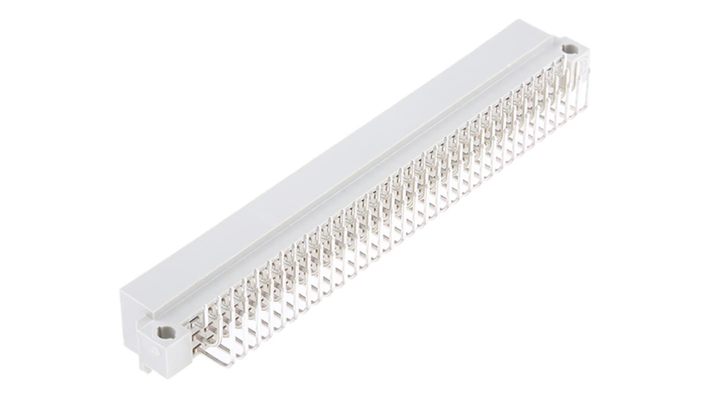 TE Connectivity C型DIN41612欧式连接器公插, 96针, 3行, 2.54mm节距, THT安装, 焊接端接, 直角, Eurocard系列