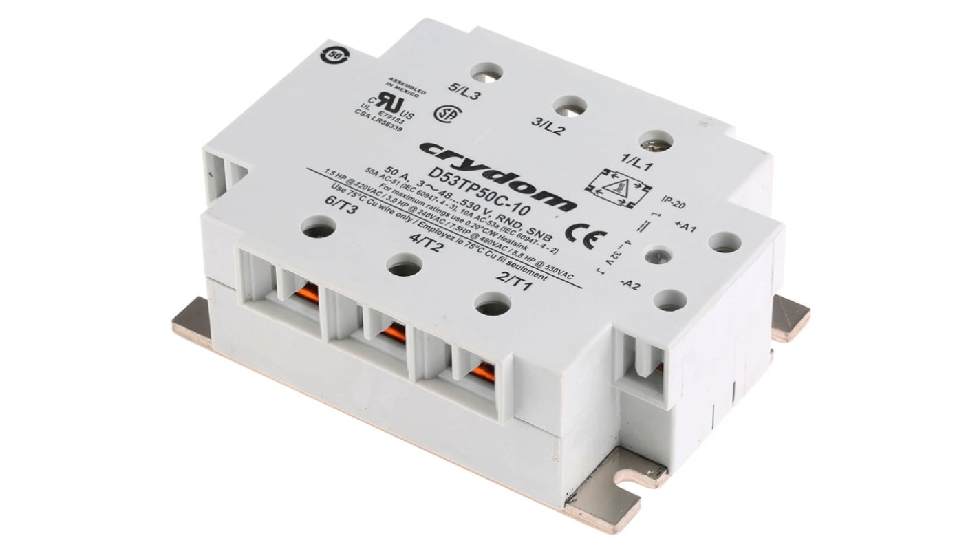 Sensata Crydom Solid State Relay, 50 A rms Load, Panel Mount, 530 V ac Load, 32 V dc Control
