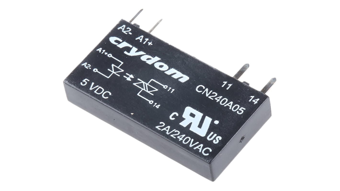 Relè a stato solido CN240A05, Montaggio su circuito stampato, 2 A, 280 V c.a., Zero-cross, SPST Crydom CN