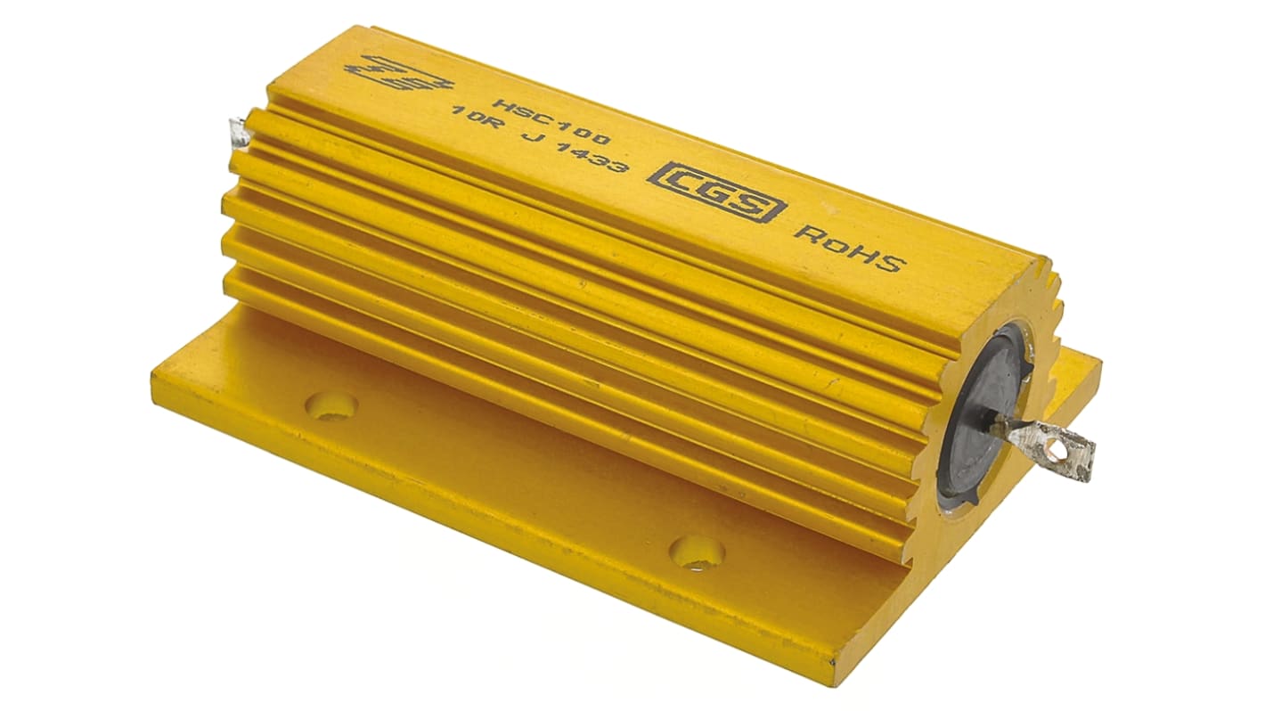 TE Connectivity 铝壳绕线电阻, 10Ω, 100W, ±5%容差, 焊片接端, HSC100系列