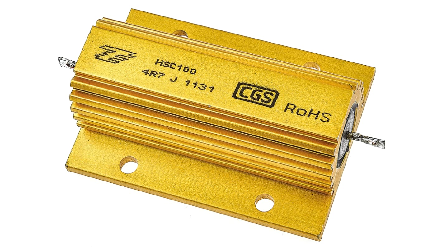 TE Connectivity, 4.7Ω 100W Wire Wound Chassis Mount Resistor HSC1004R7J ±5%