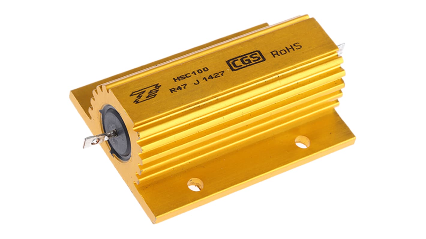 TE Connectivity, 470mΩ 100W Wire Wound Chassis Mount Resistor HSC100R47J ±5%
