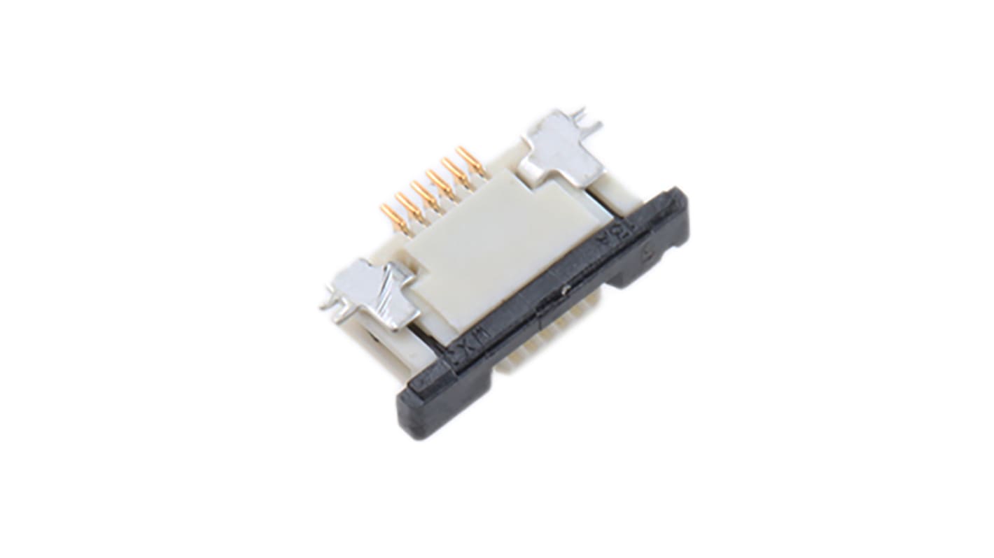 Molex FPC连接器, 母座, 6p, 0.5mm间距, 单排, SMT安装, 直角, 500mA, 50 V, Easy-On系列