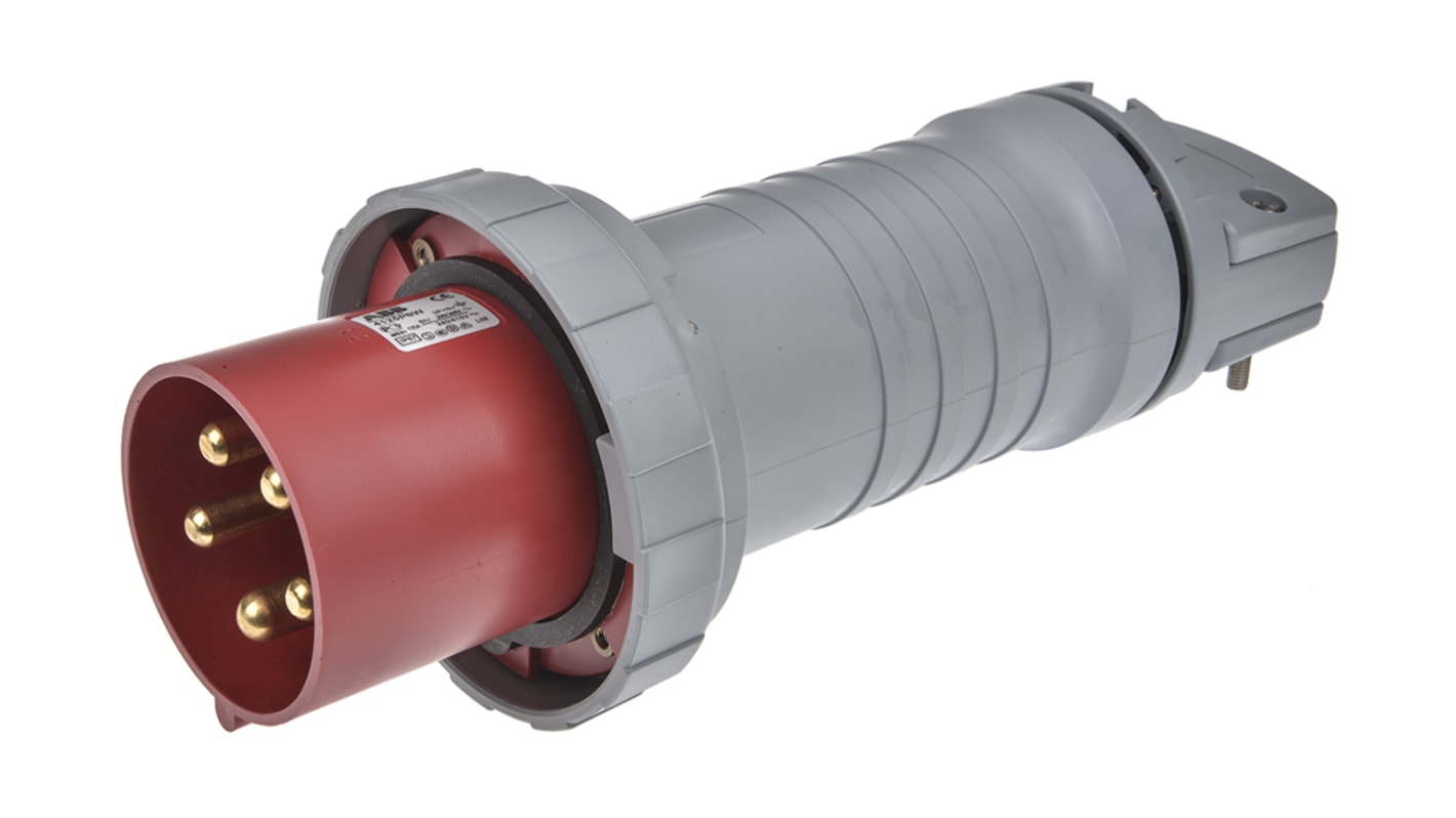 Amphenol Industrial, Tough & Safe IP67 Red Cable Mount 3P + N + E Industrial Power Plug, Rated At 125A, 415 V