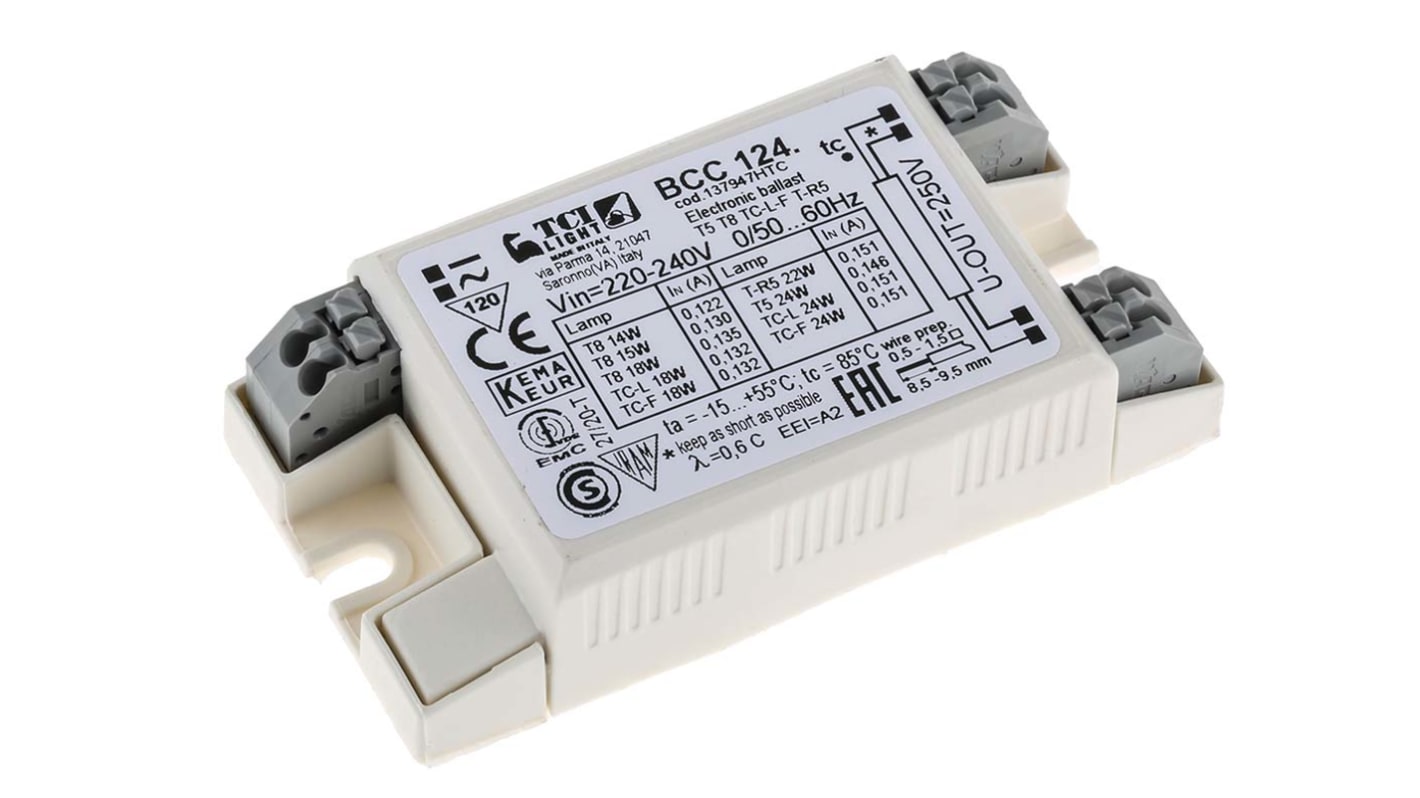 RS PRO 1 x 14 → 18 W, 1 x 18 → 24 W, 1 x 22 W, 1 x 24 W Electronic Compact Fluorescent Lighting Ballast,