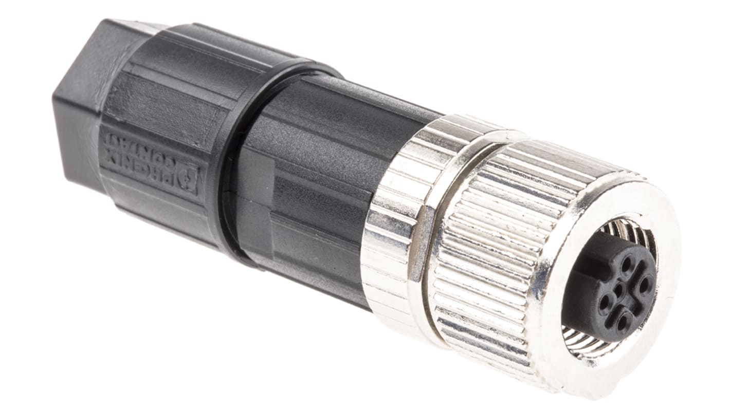 Phoenix Contact Connector, 4 Contacts, Cable Mount, M12 Connector, Socket, Female, IP67, SACC-FS-4SC M SCO Series