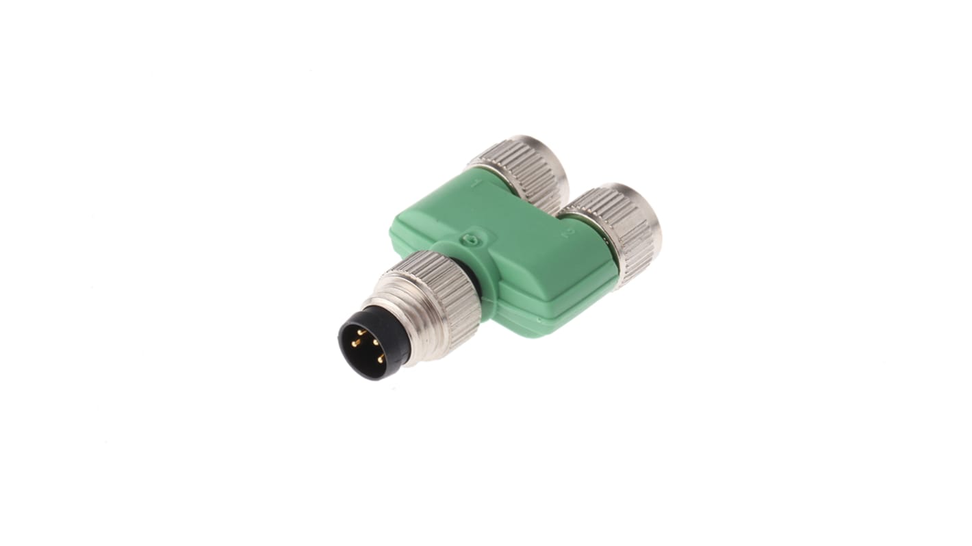 Adaptateur pour connecteur cylindrique Droit Phoenix Contact M8 Double M8 3 contacts Femelle, placage Nickel