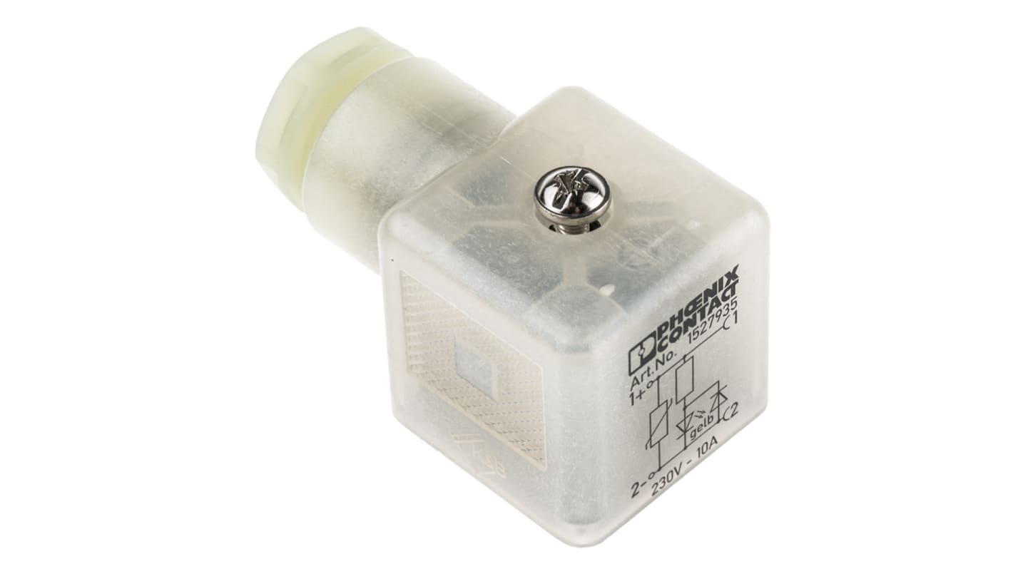 Phoenix Contact 带灯电磁阀插头, DIN 43650 A型, 母座, 3P, 240 V, 10A, PG9格兰头, IP65, SACC系列