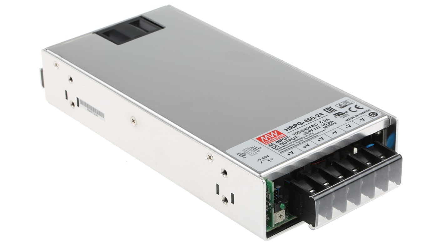 MEAN WELL Switching Power Supply, HRPG-450-24RS, 24V dc, 18.8A, 451W, 1 Output, 120 → 370 V dc, 85 → 264