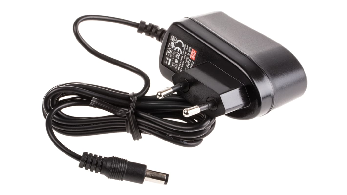 MEAN WELL 6W Plug-In AC/DC Adapter 9V dc Output, 660mA Output