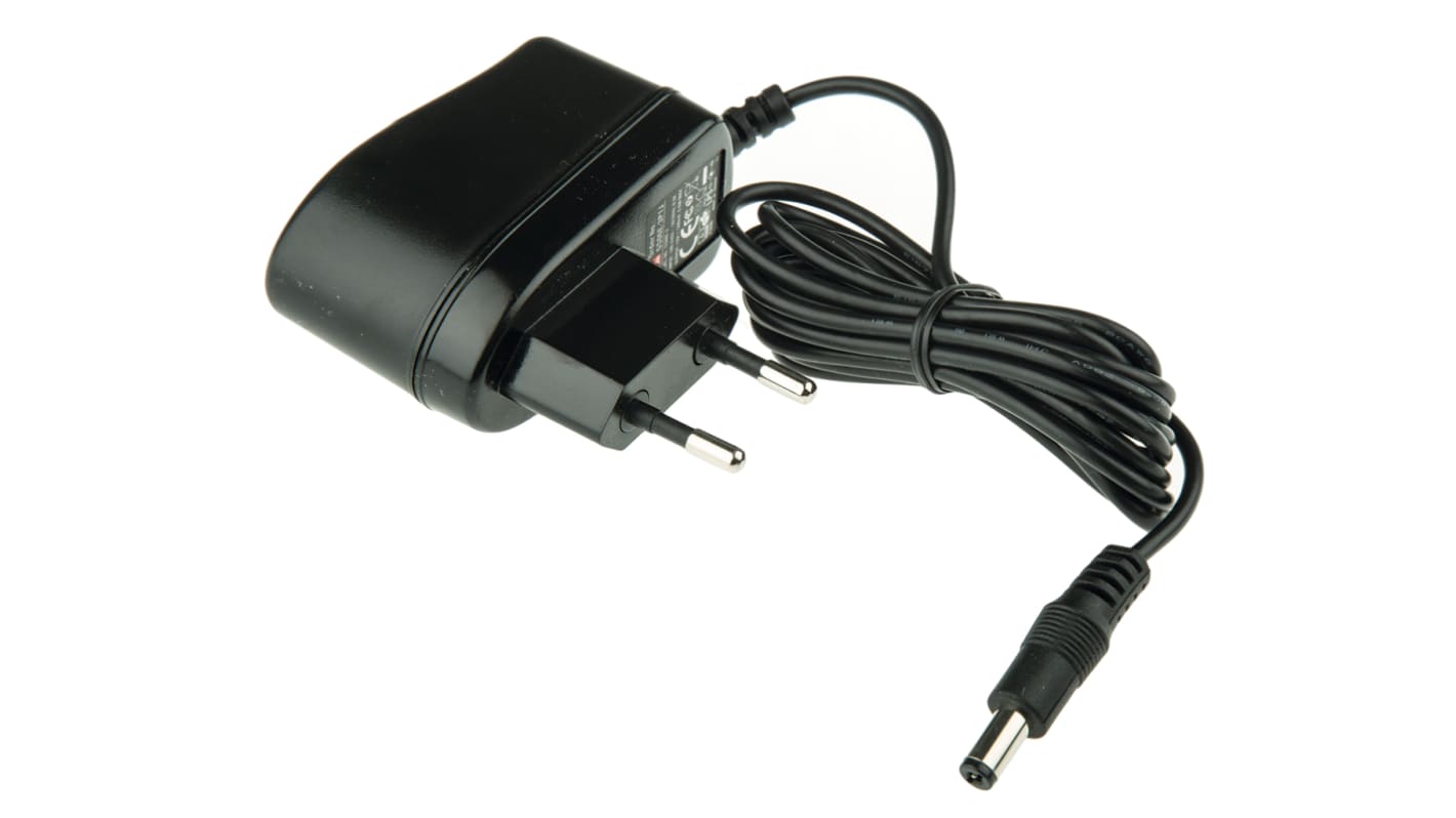 MEAN WELL 6W Plug-In AC/DC Adapter 12V dc Output, 500mA Output