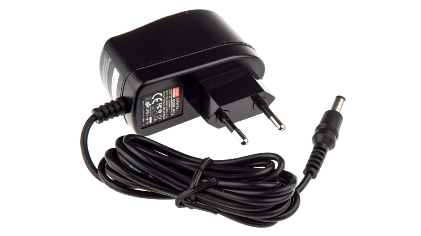 MEAN WELL 6W Plug-In AC/DC Adapter 15V dc Output, 400mA Output