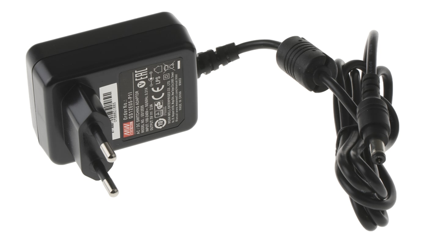 MEAN WELL 10W Plug In Power Supply 5V dc Output, 2A Output