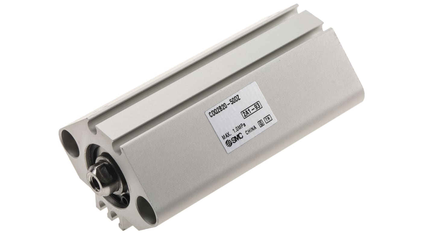 SMC CQ2 Pneumatik-Kompaktzylinder doppeltwirkend, Bohrung Ø 20mm / Hub 50mm, bis 1 MPa