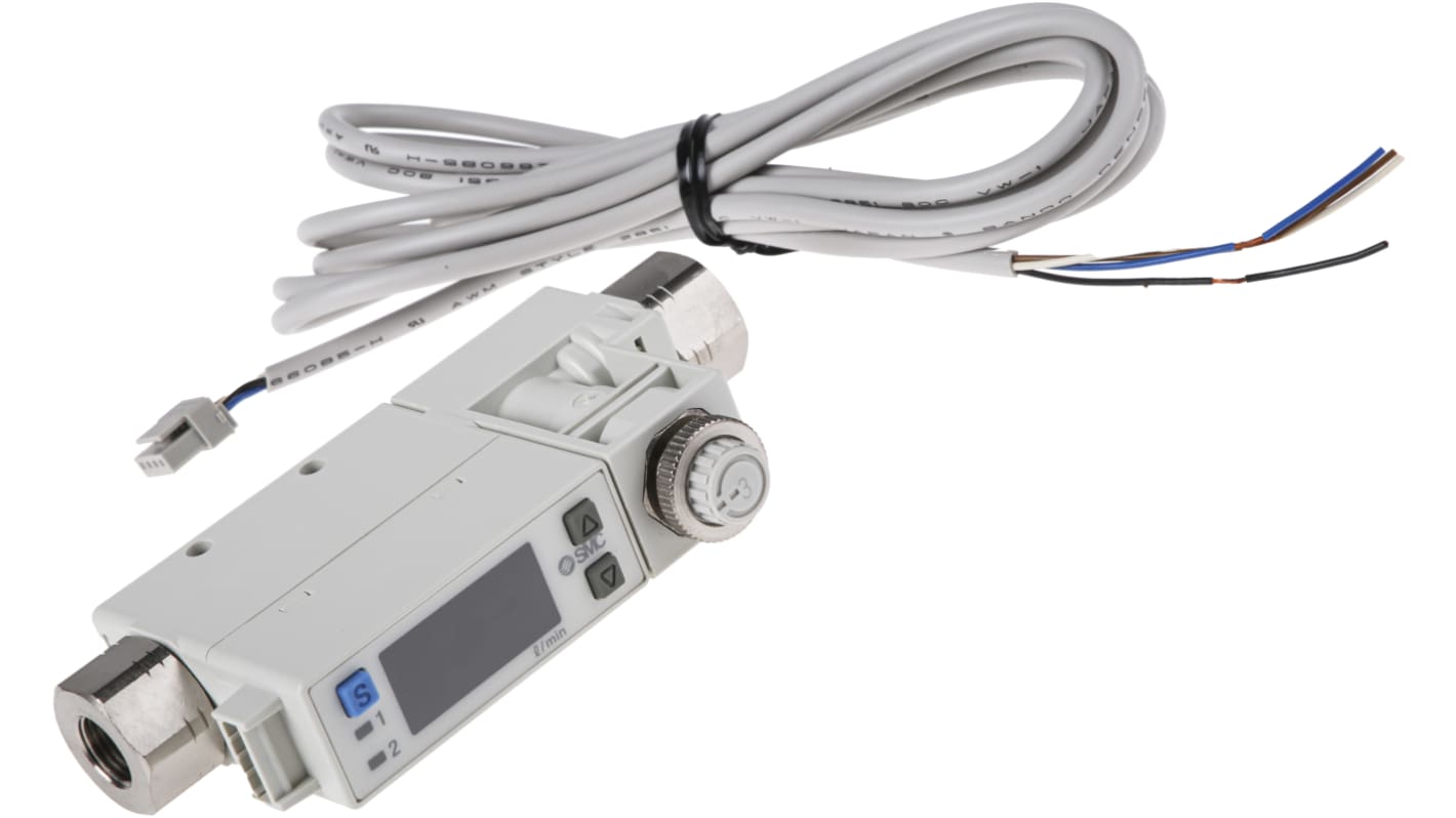 SMC Compact Mount Flow Controller, 1 → 50 L/min, PNP Output, 24 V dc, 1/8 in Pipe