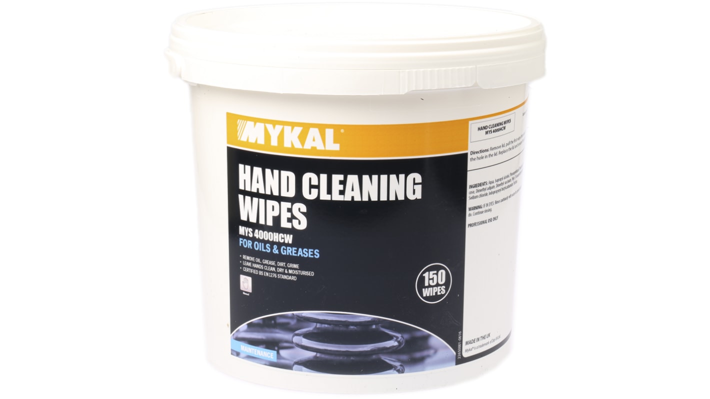 Mykal Industries Wet Hand Wipes, Bucket of 150