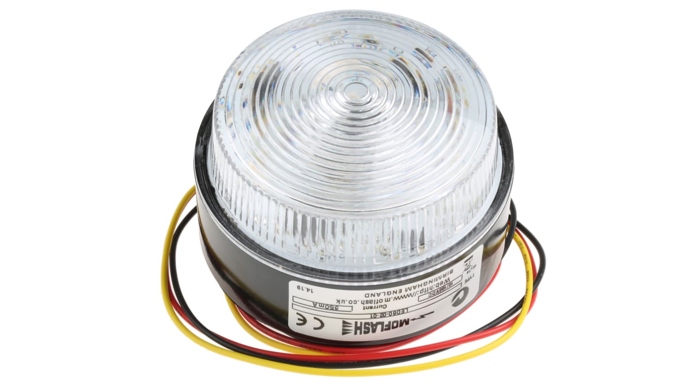 Moflash 琥珀色闪光LED警示灯, 黑色外壳, 10 → 100 V, Φ76mm底座, 表面安装, IP67