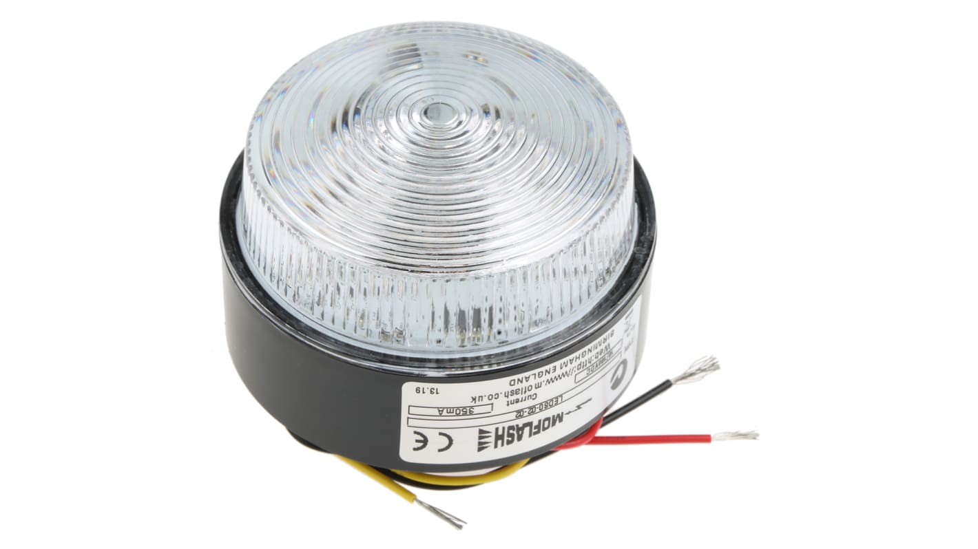 Moflash 红色闪光LED警示灯, 黑色外壳, 10 → 100 V, Φ76mm底座, 表面安装, IP67