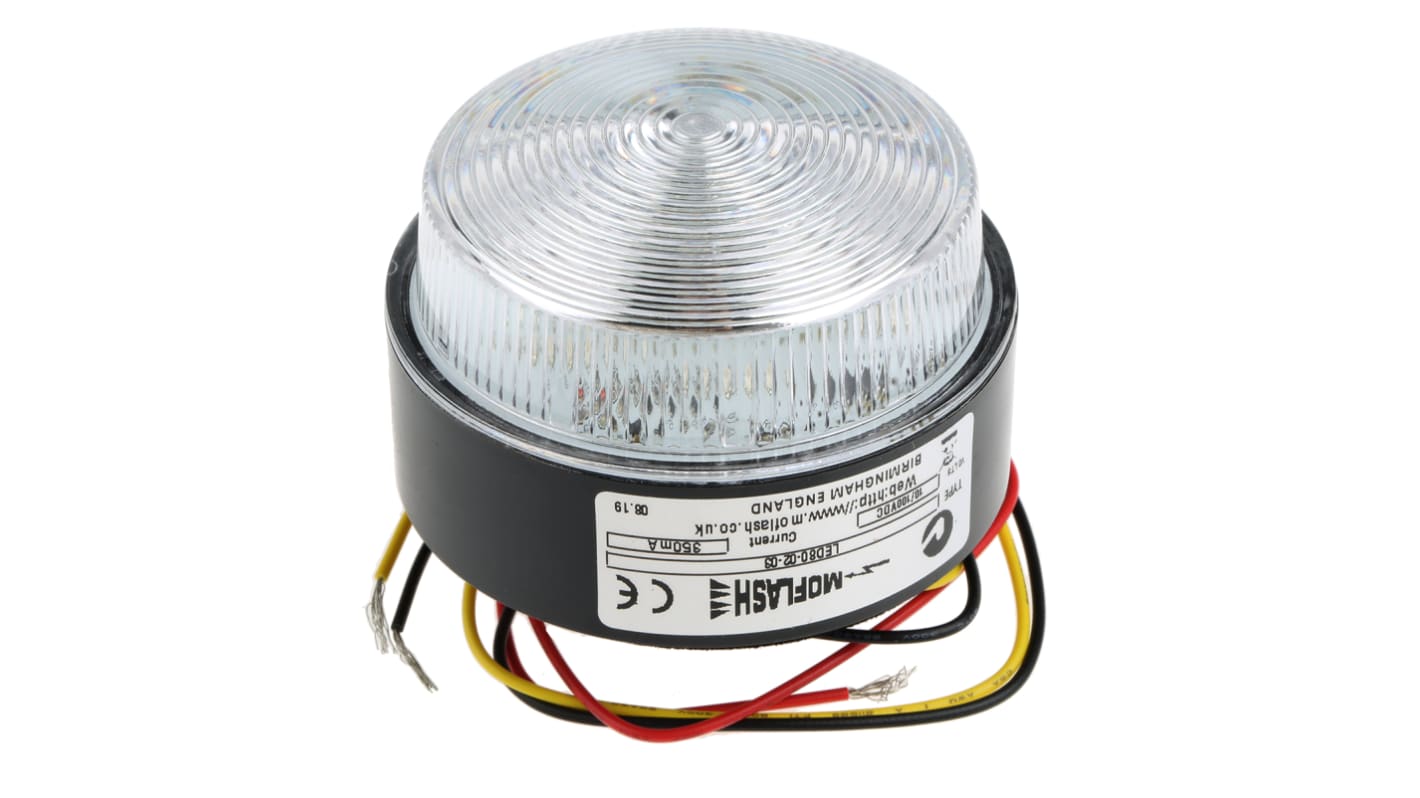 Moflash 蓝色闪光LED警示灯, 黑色外壳, 10 → 100 V, Φ76mm底座, 表面安装, IP67