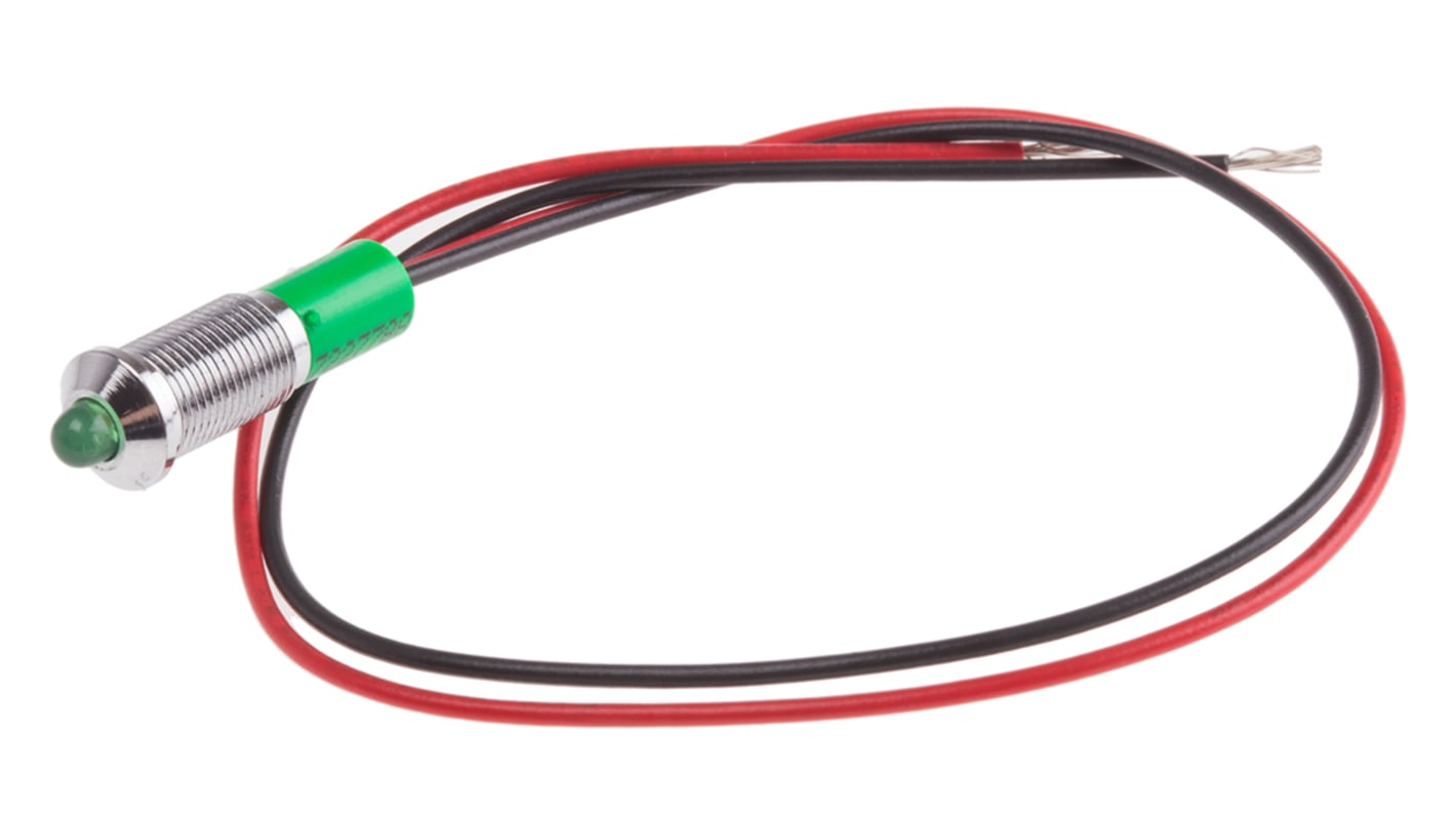 Indicatore da pannello RS PRO Verde  a LED, 12V cc, IP67, Sporgente, foro da 6mm