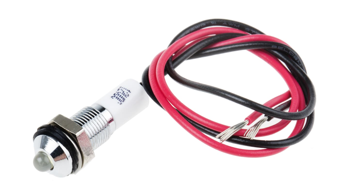 Indicatore da pannello RS PRO Bianco  a LED, 12V cc, IP67, Sporgente, foro da 6mm