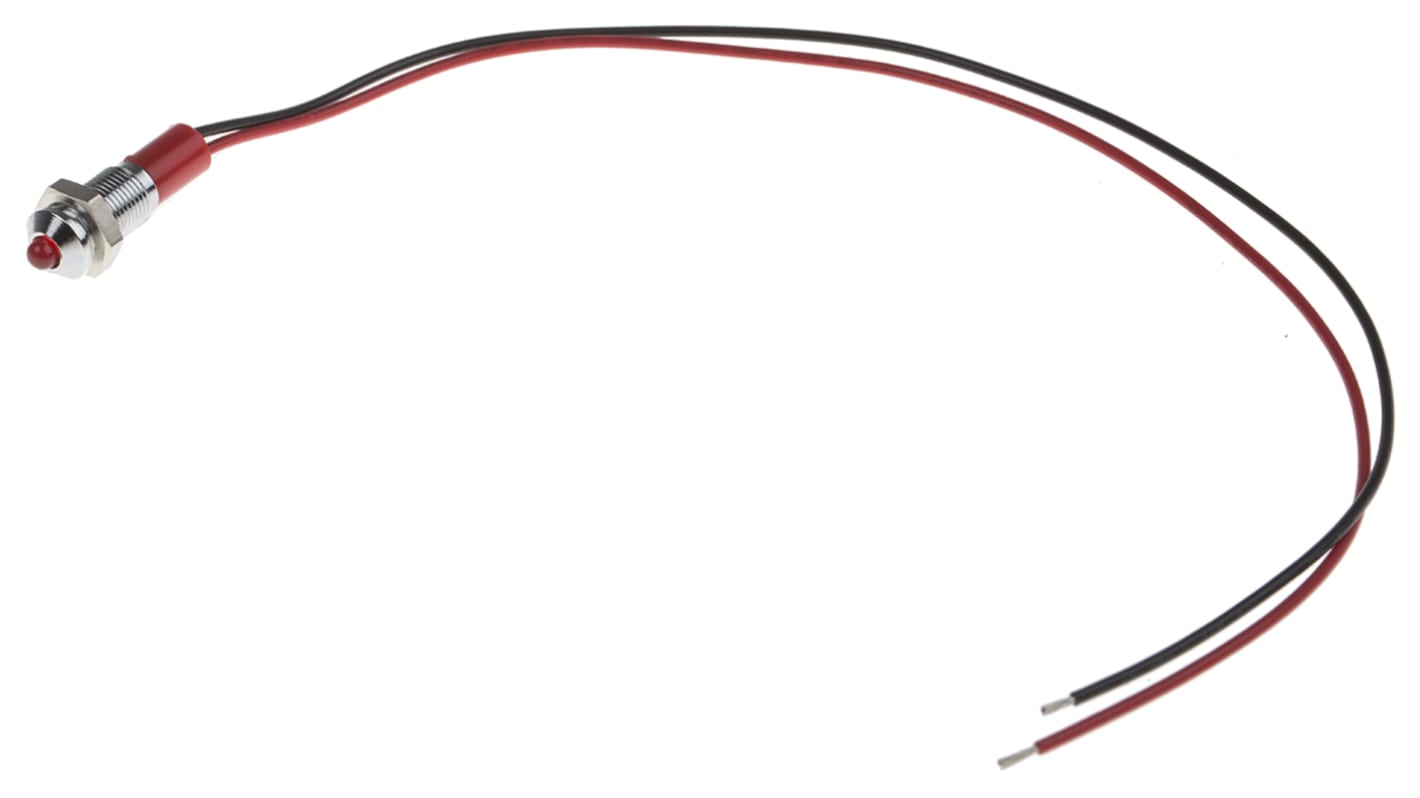 Indicatore da pannello RS PRO Rosso  a LED, 24V cc, IP67, Sporgente, foro da 6mm