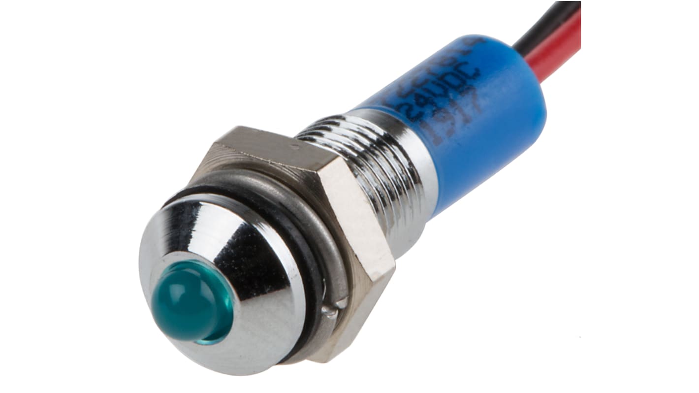 Indicatore da pannello RS PRO Blu  a LED, 24V cc, IP67, Sporgente, foro da 6mm