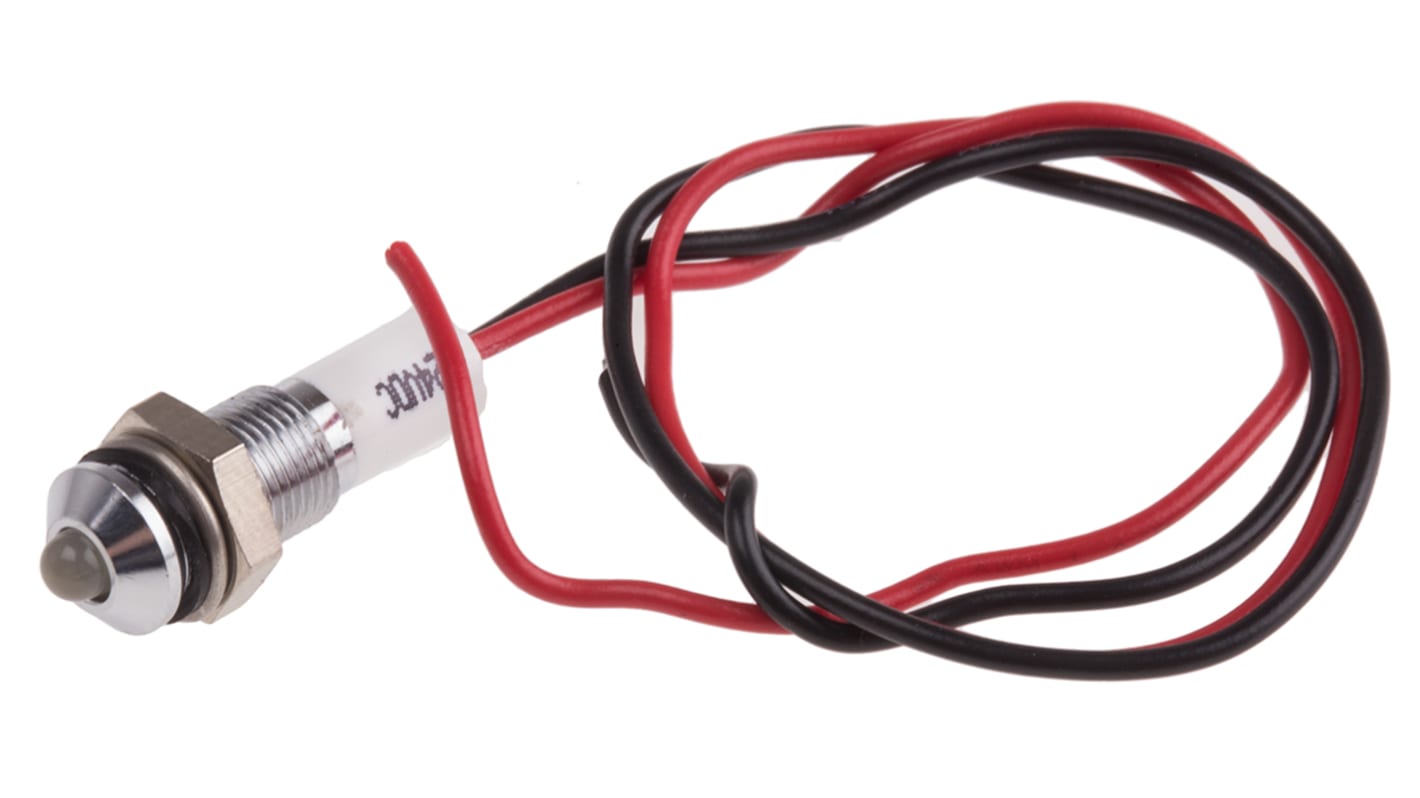 Indicatore da pannello RS PRO Bianco  a LED, 24V cc, IP67, Sporgente, foro da 6mm