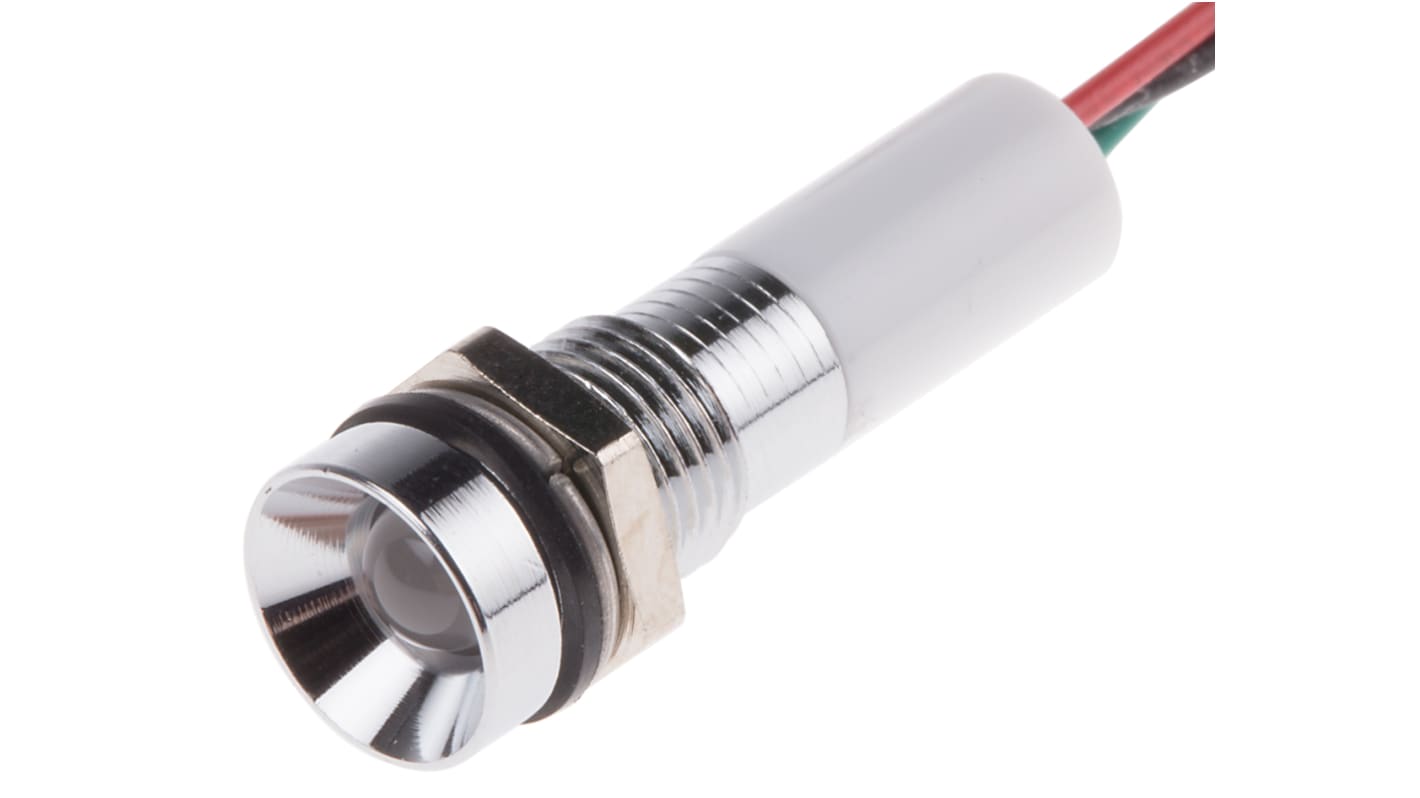 Indicatore da pannello RS PRO  a LED, 24V cc, IP67, Ad incasso, foro da 8mm