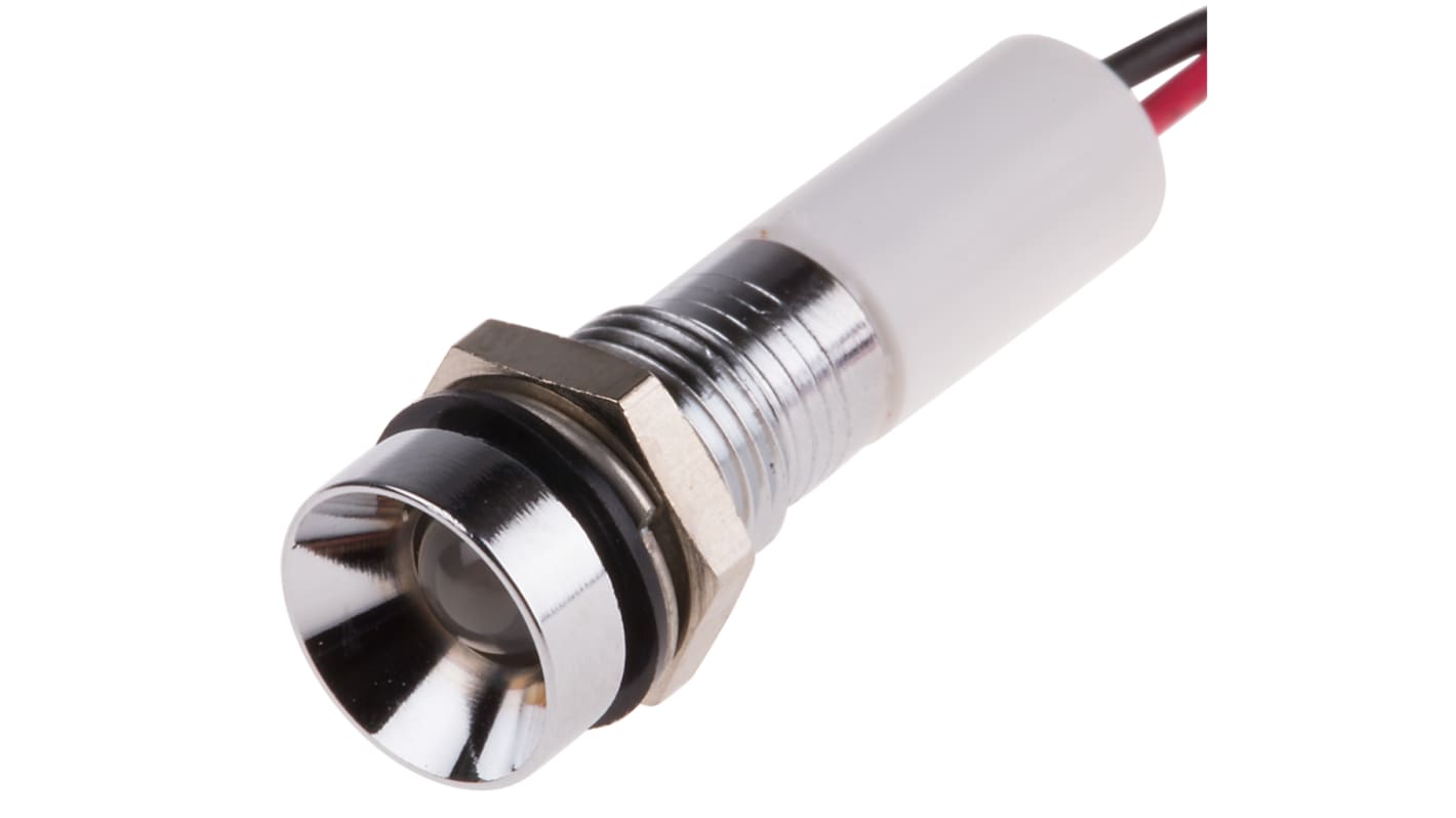 Indicatore da pannello RS PRO Bianco  a LED, 220V ca, IP67, Ad incasso, foro da 8mm