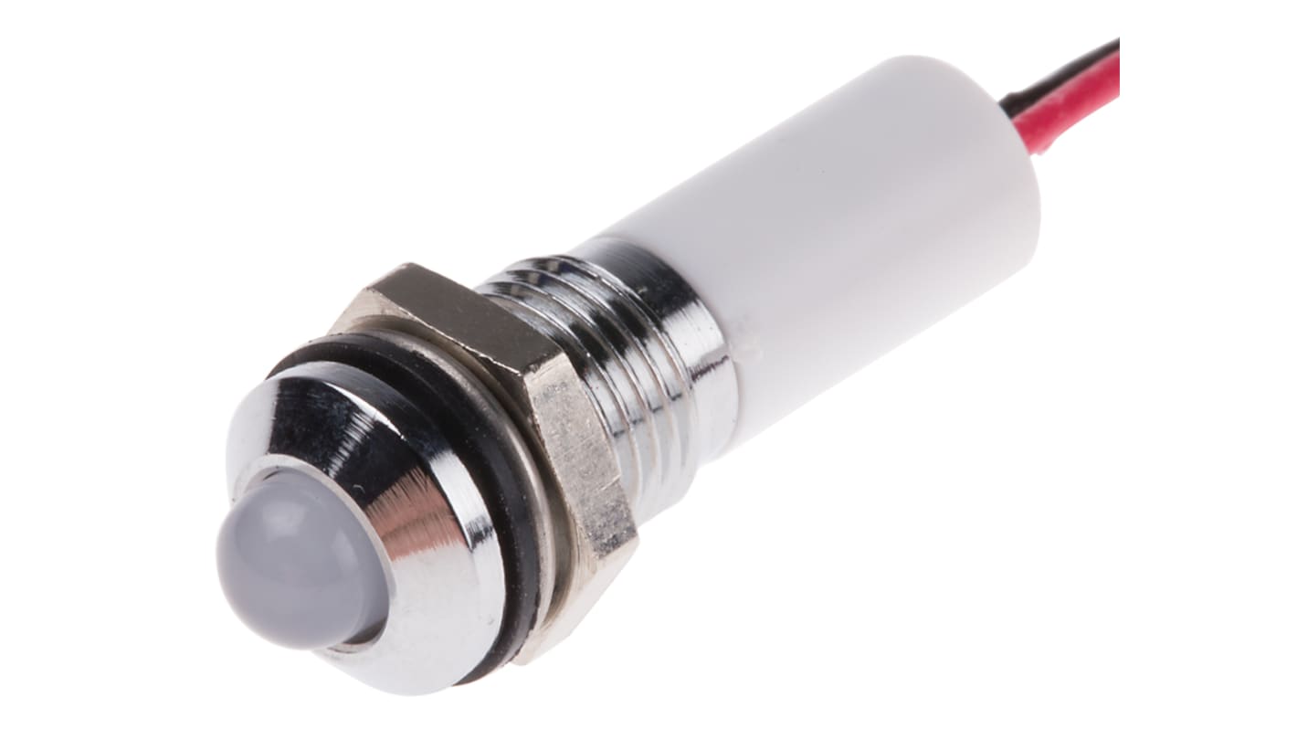 Indicatore da pannello RS PRO Bianco  a LED, 220V ca, IP67, Sporgente, foro da 8mm