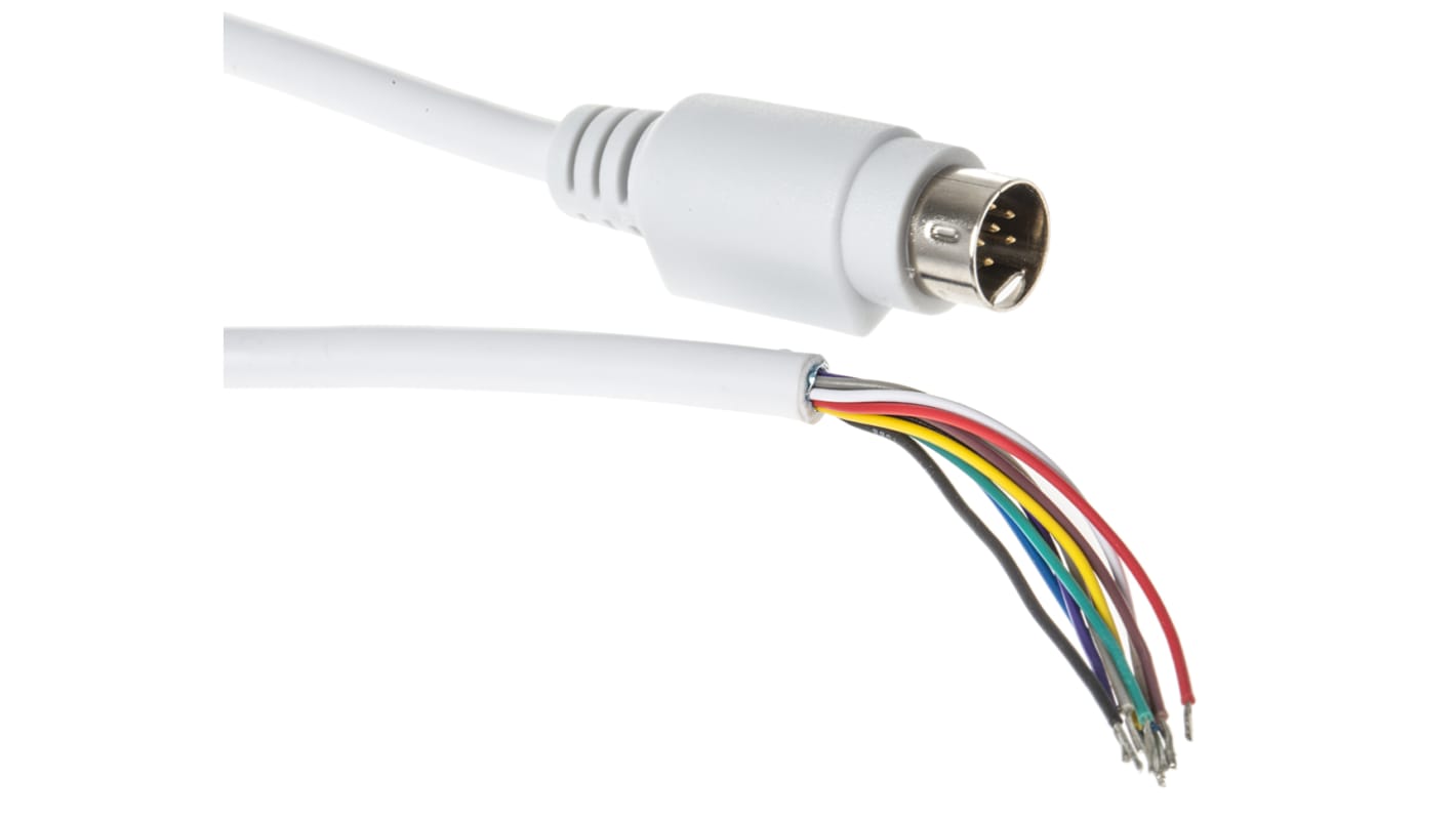 RS PRO Male 9 Pin mini-DIN to Unterminated White DIN Cable 2m