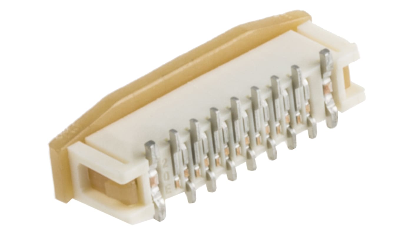 Molex FPC连接器, 母座, 14p, 0.5mm间距, 单排, SMT安装, 直向, 500mA, 50 V ac/dc, Easy-On系列