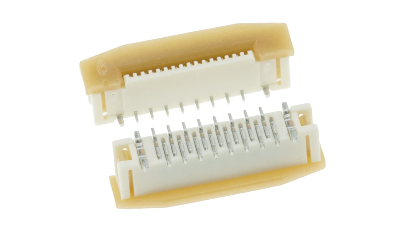Molex FPC连接器, 母座, 16p, 0.5mm间距, 单排, SMT安装, 直向, 500mA, 50 V ac/dc, Easy-On系列