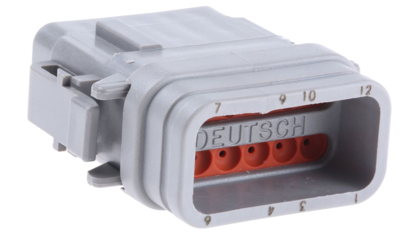 Deutsch, DTM Automotive Connector Plug Grey 12 Way, Crimp Termination DTM06-12SA-E007