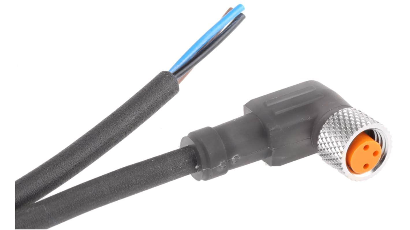 Lumberg Automation Right Angle Female 3 way M8 to Unterminated Sensor Actuator Cable, 2m