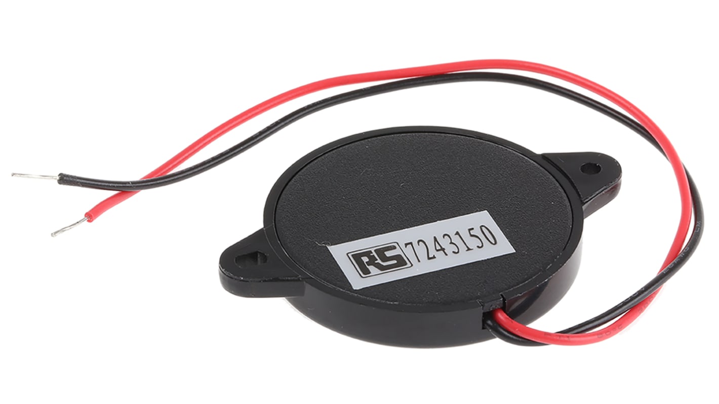 RS PRO 88dB Panel Mount Square Wave External Piezo Buzzer, 41 x 30 x 5.5mm, 1V ac Min, 30V ac Max