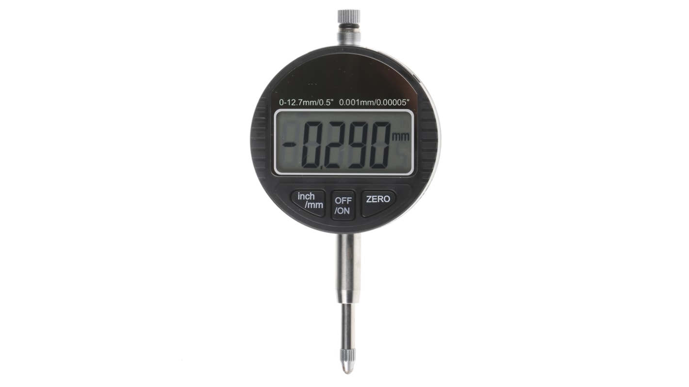 RS PRO Imperial/Metric Dial Indicator, Maximum of 12.5 mm Measurement Range, 0.001 mm Resolution , ±0.005 mm Accuracy