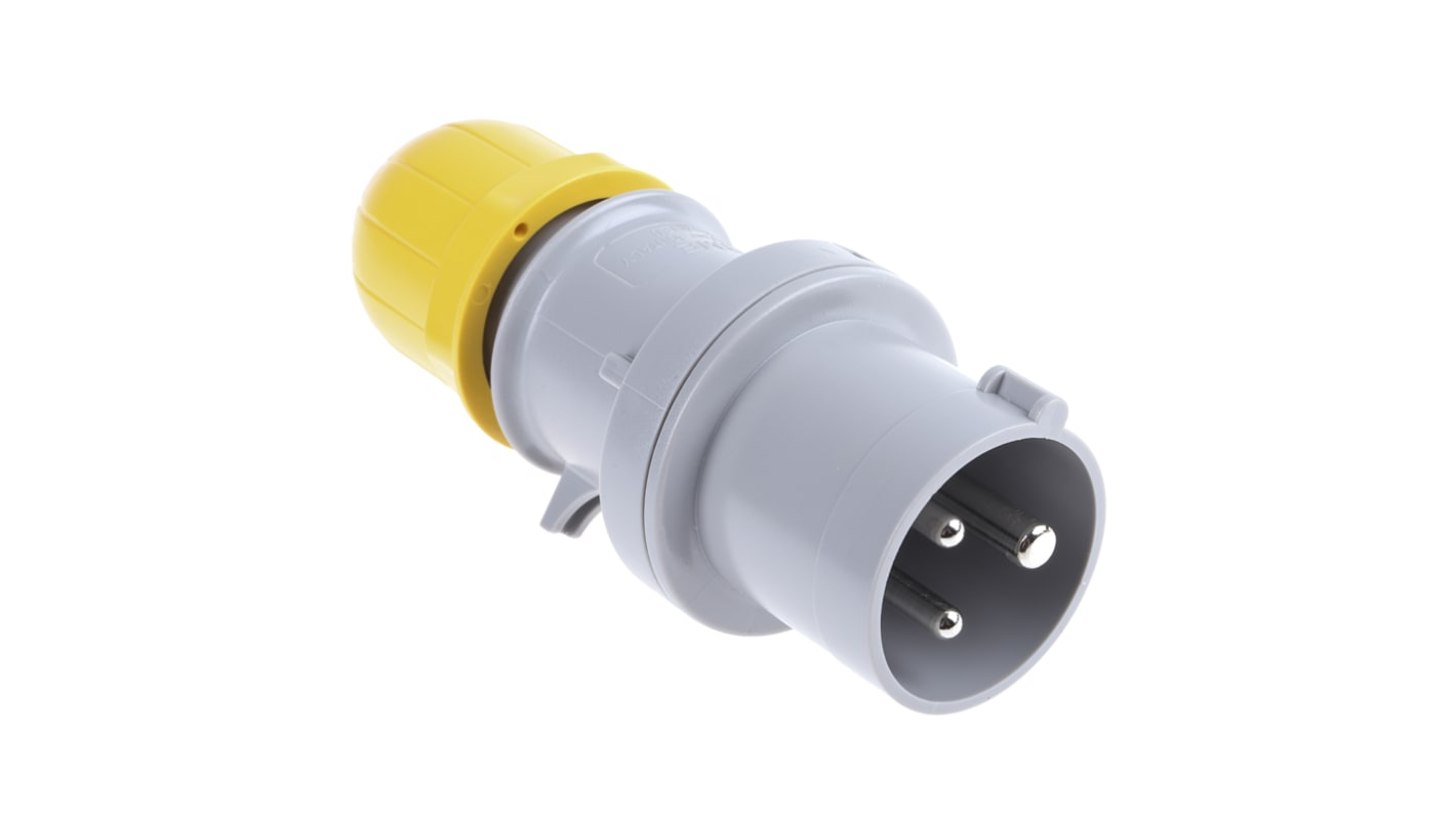 Scame IP44 Yellow Cable Mount 2P + E Industrial Power Plug, Rated At 16A, 110 V