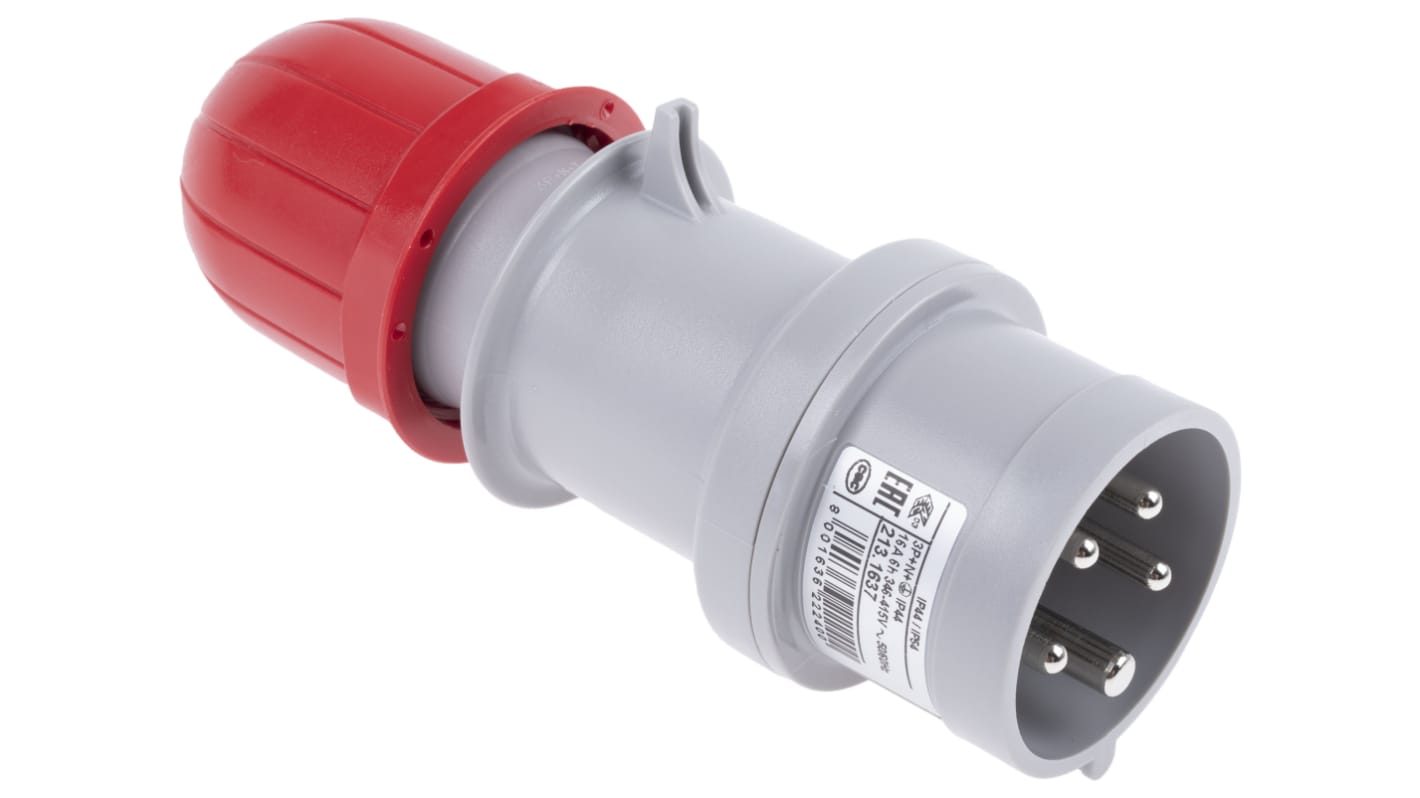 Scame IP44 Red Cable Mount 3P + N + E Industrial Power Plug, Rated At 16A, 415 V