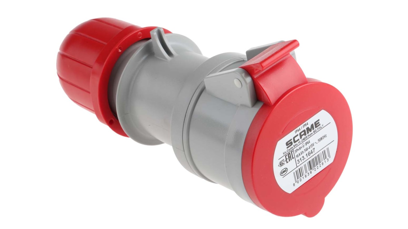 Scame IP44 Red Cable Mount 3P + N + E Industrial Power Socket, Rated At 16A, 415 V