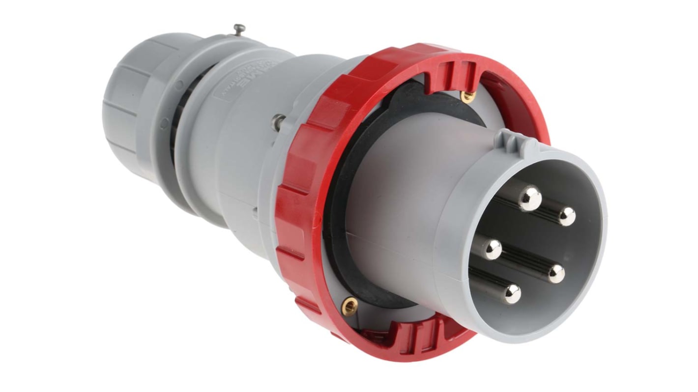 Scame IP67 Red Cable Mount 3P + N + E Industrial Power Plug, Rated At 63A, 415 V