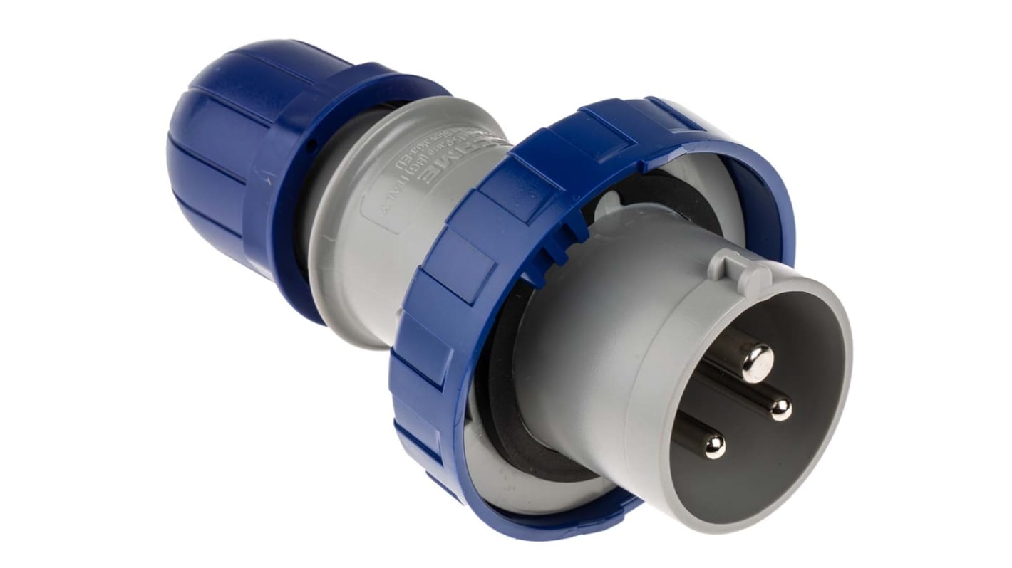 Scame IP66, IP67 Blue Cable Mount 2P + E Industrial Power Plug, Rated At 16A, 230 V